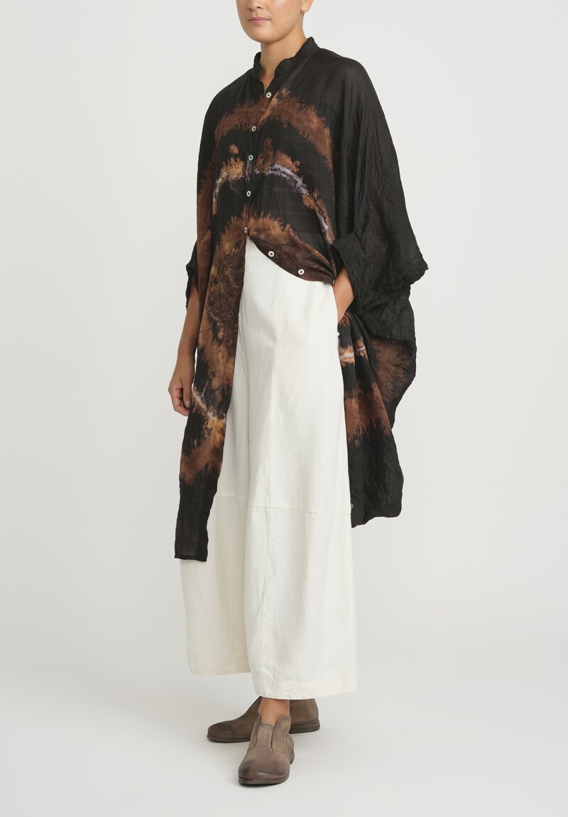 Gilda Midani Pattern Dyed Linen Square Dress in Fire Ring Black