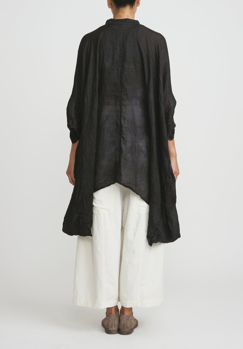 Gilda Midani Pattern Dyed Linen Square Dress in Fire Ring Black