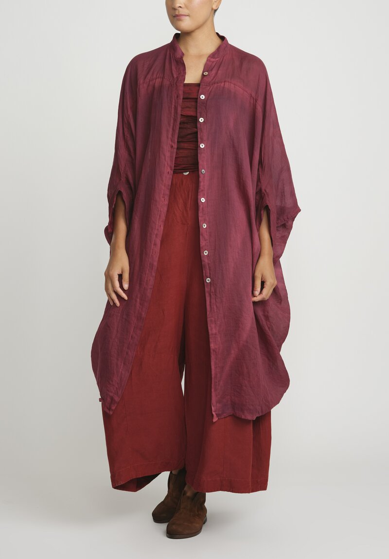 Gilda Midani Solid Dyed Linen Square Tunic in Barn Red