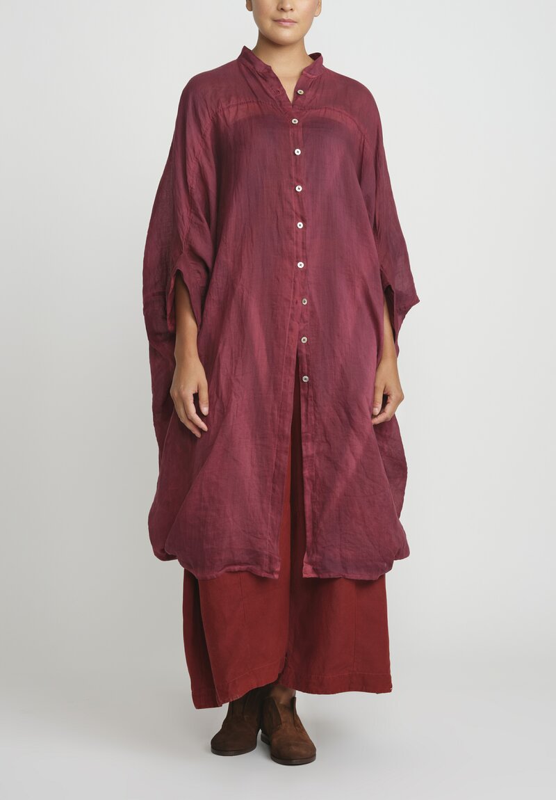 Gilda Midani Solid Dyed Linen Square Tunic in Barn Red