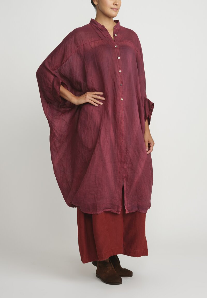 Gilda Midani Solid Dyed Linen Square Tunic in Barn Red