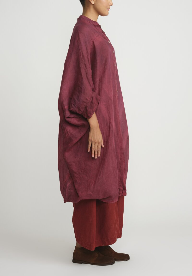 Gilda Midani Solid Dyed Linen Square Tunic in Barn Red