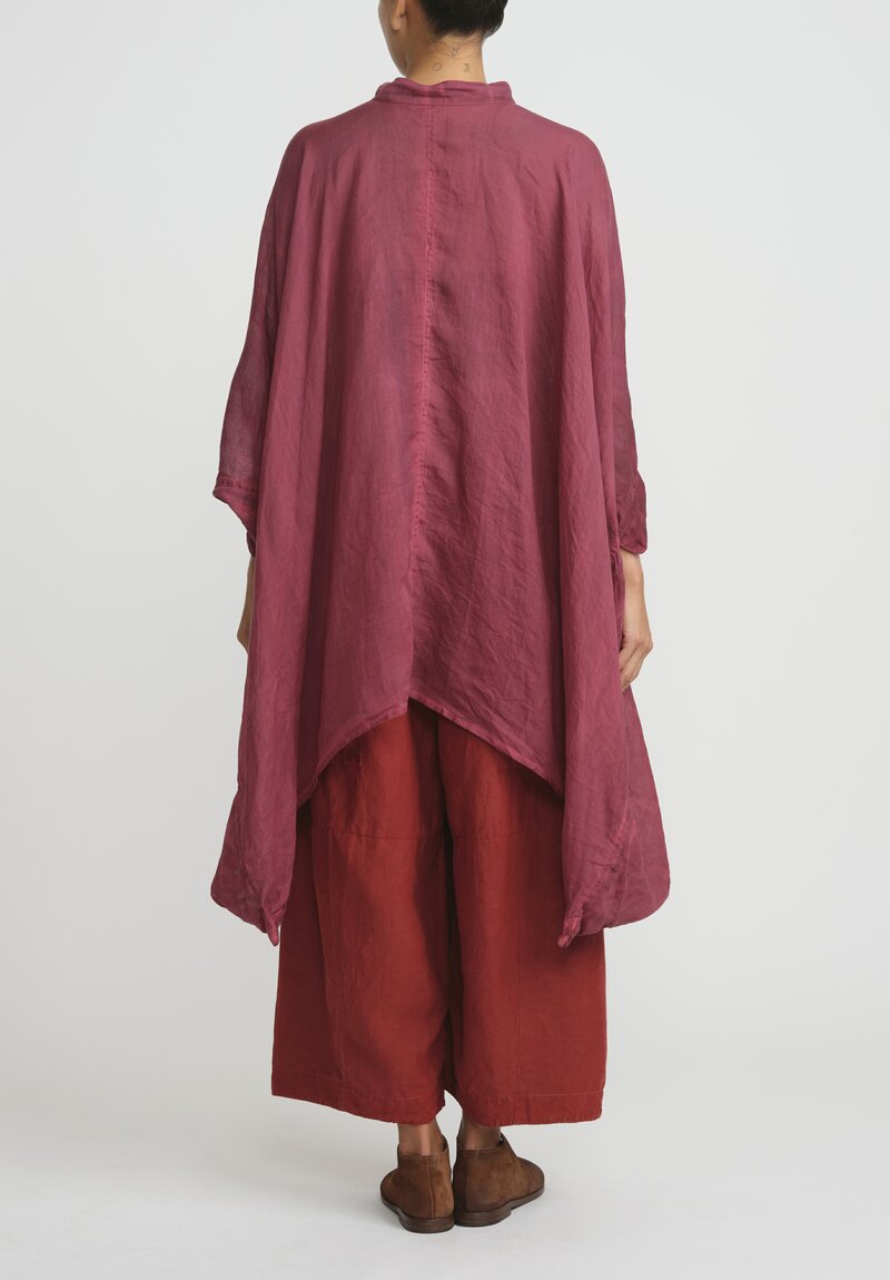 Gilda Midani Solid Dyed Linen Square Tunic in Barn Red