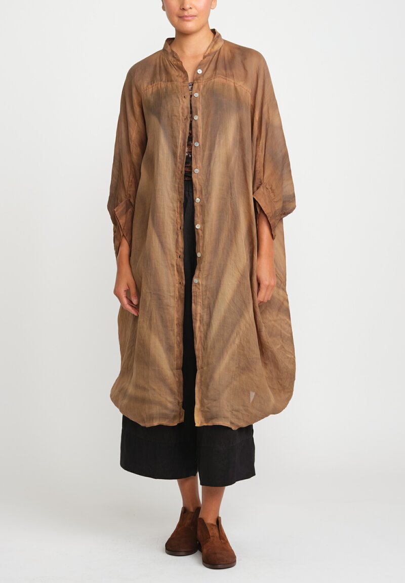 Gilda Midani Solid Dyed Linen Square Tunic in Tobacco Brown