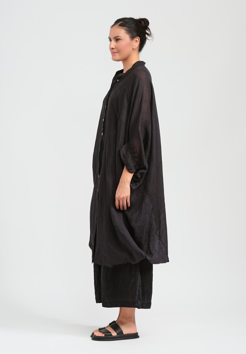 Gilda Midani Solid Dyed Linen Square Tunic in Black