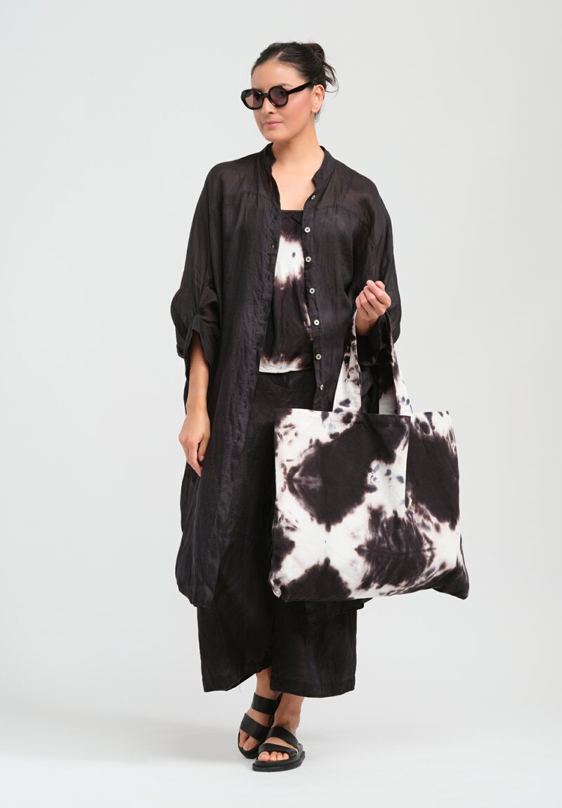Gilda Midani Solid Dyed Linen Square Tunic in Black