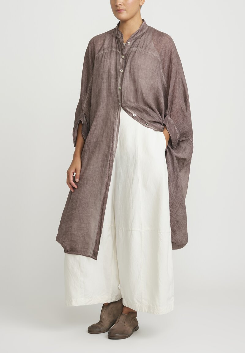 Gilda Midani Solid Dyed Linen Square Tunic in Chocolate Brown