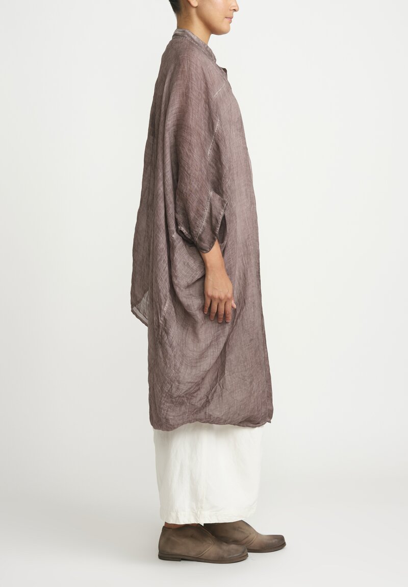 Gilda Midani Solid Dyed Linen Square Tunic in Chocolate Brown