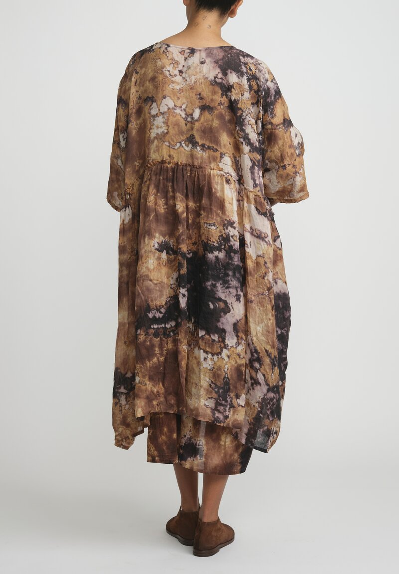 Gilda Midani Pattern Dyed Linen Overdress in Canyon Brown	