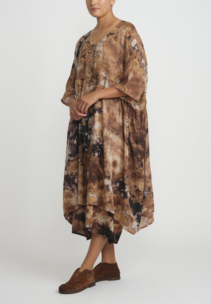 Gilda Midani Pattern Dyed Linen Overdress in Canyon Brown	