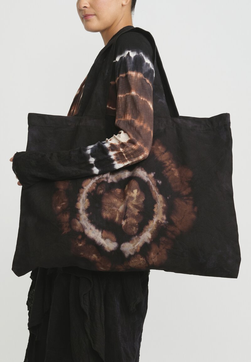 Gilda Midani Canvas Fire Ring Tote Bag in Brown & Black	