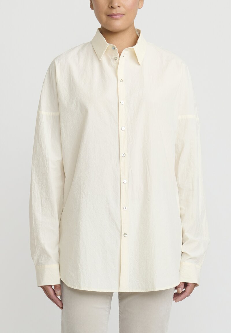 Album di Famiglia Wrinkled Cotton Collar Shirt in Natural | Santa