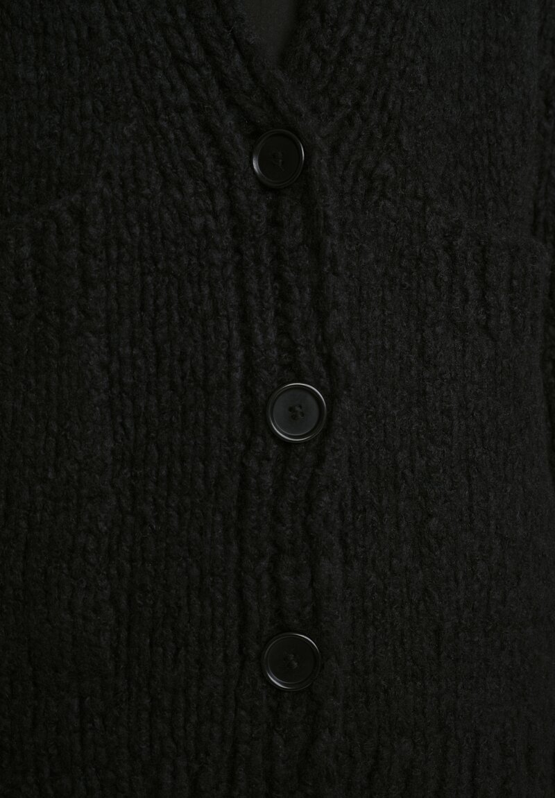 Wommelsdorff Hand Knit Cashmere & Silk Luna Cardigan in Space Black	