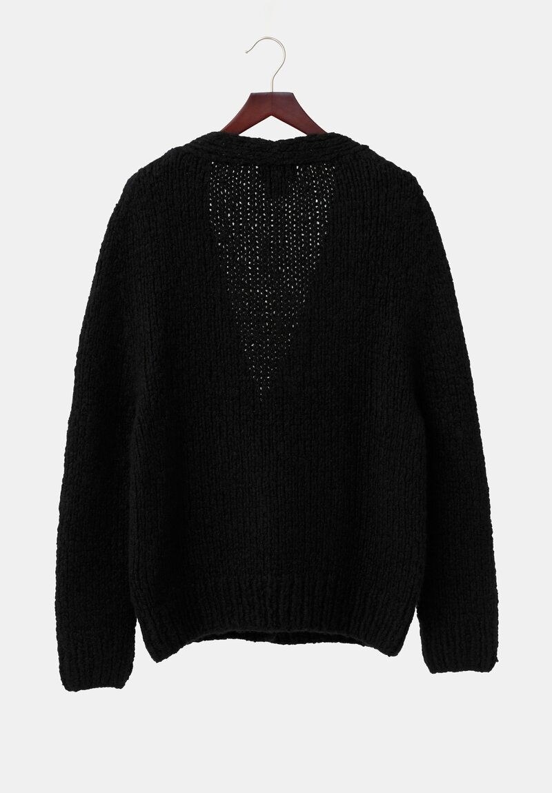 Wommelsdorff Hand-Knit Cashmere & Silk Luna Cardigan in Space Black	