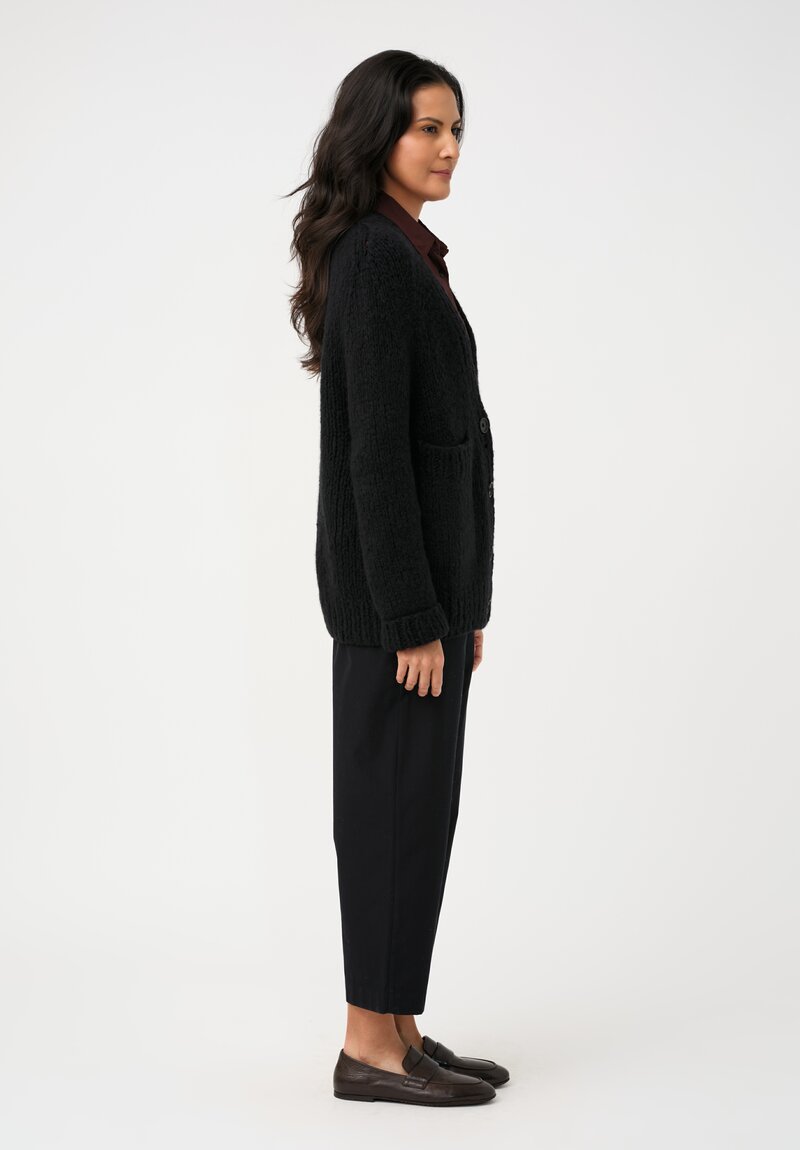 Wommelsdorff Hand-Knit Cashmere & Silk Luna Cardigan in Space Black