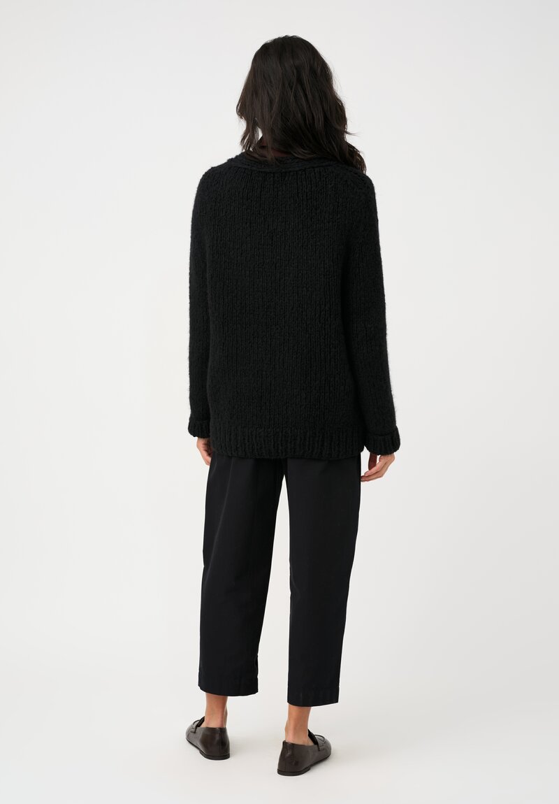 Wommelsdorff Hand-Knit Cashmere & Silk Luna Cardigan in Space Black