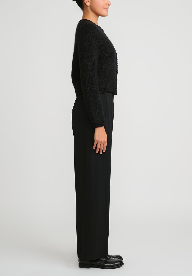 Wommelsdorff Hand Knit Cashmere & Silk Betsy Cardigan in Space Black	