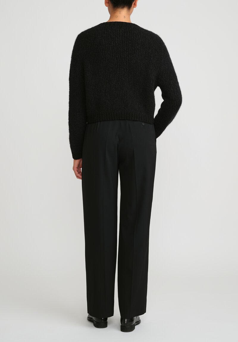 Wommelsdorff Hand Knit Cashmere & Silk Betsy Cardigan in Space Black	