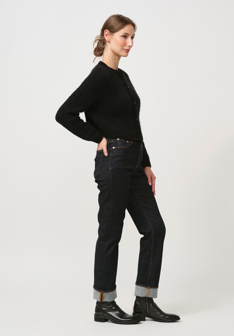 Wommelsdorff Hand Knit Cashmere & Silk Betsy Cardigan in Space Black	