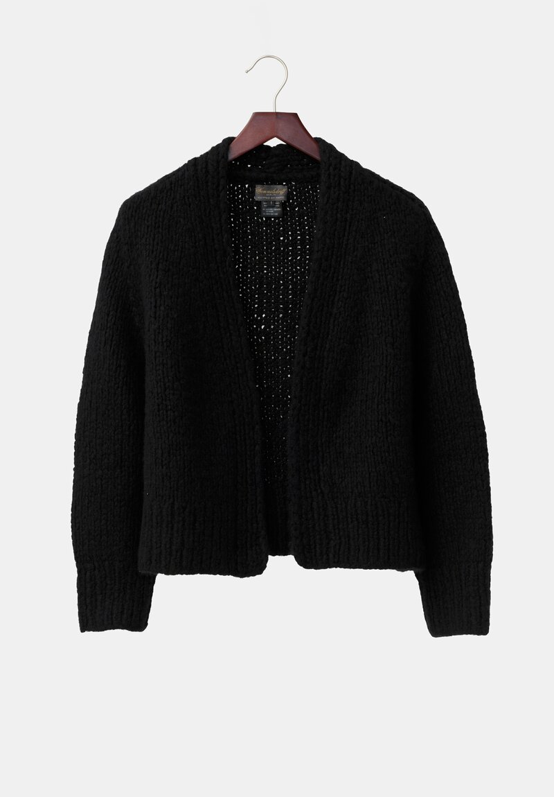 Wommelsdorff Hand-Knit Cashmere & Silk Joy Cardigan in Space Black	
