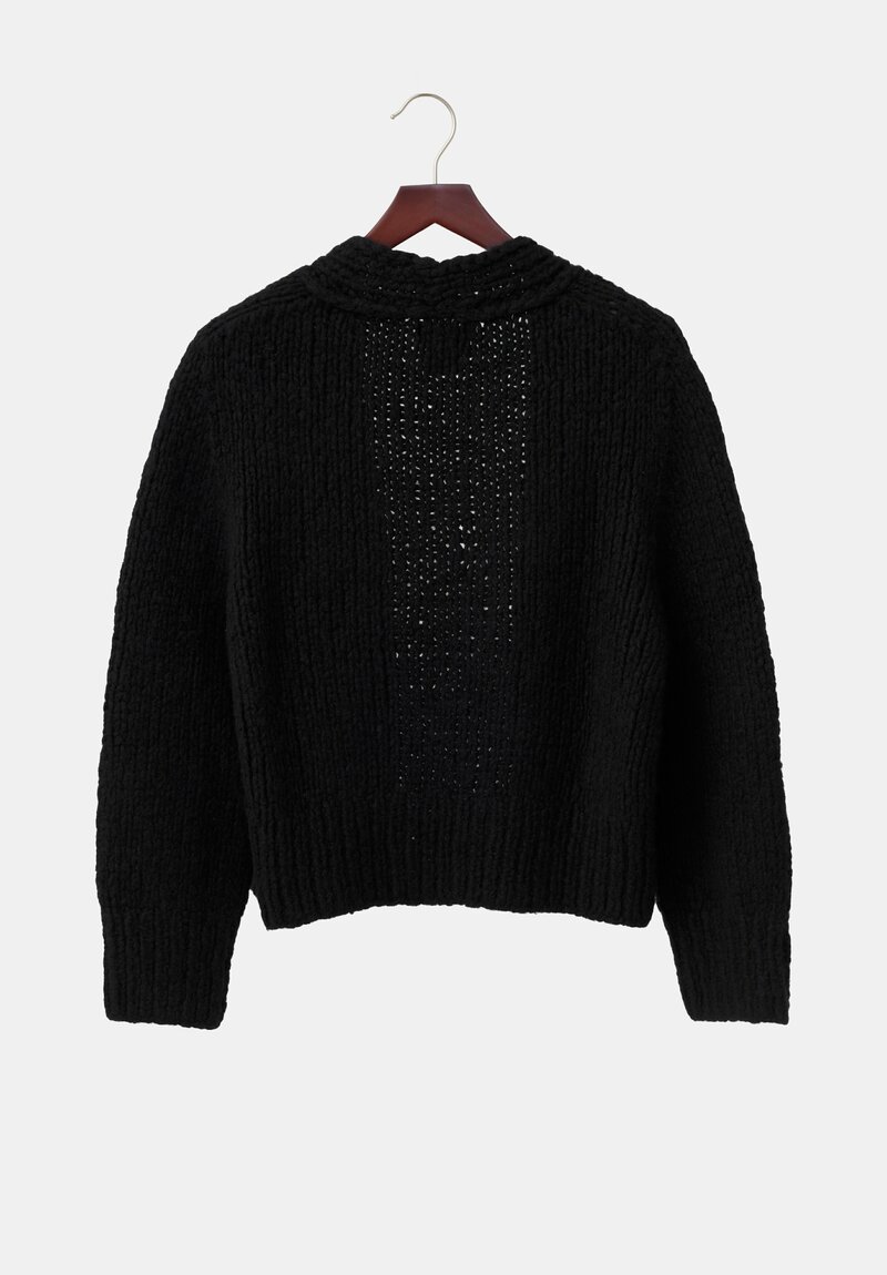 Wommelsdorff Hand-Knit Cashmere & Silk Joy Cardigan in Space Black	