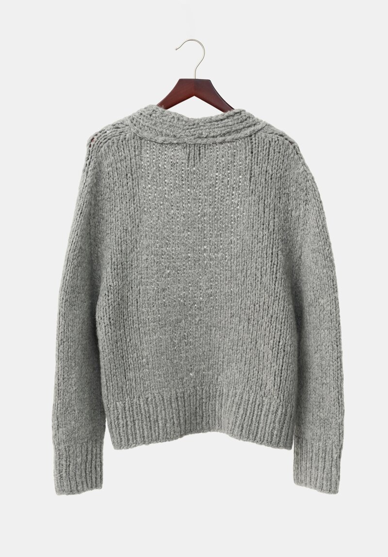 Wommelsdorff Hand-Knit Cashmere & Silk Joy Cardigan in Chine Heather Grey	