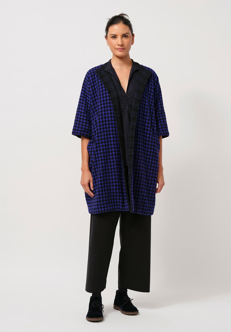 Daniela Gregis Cashmere Cappotto Doremi Lavato Coat in Blue & Black Check	