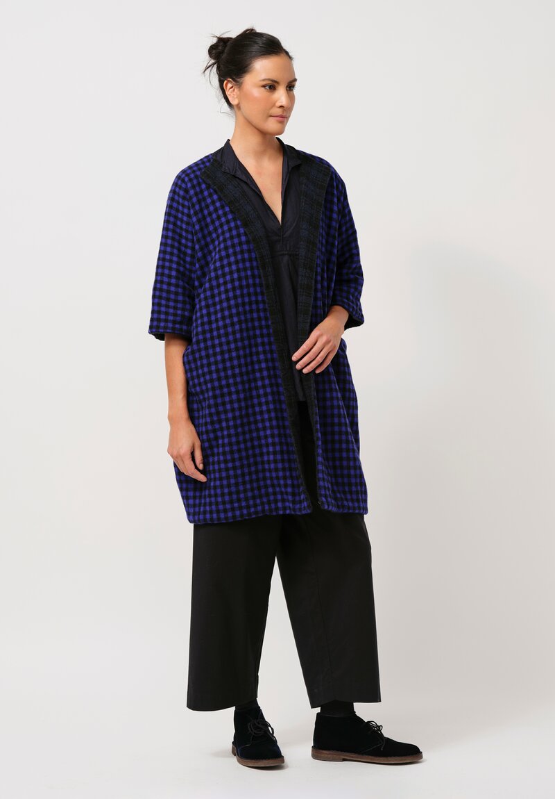 Daniela Gregis Cashmere Cappotto Doremi Lavato Coat in Blue & Black Check	