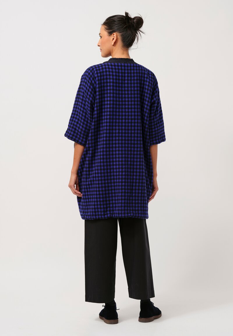 Daniela Gregis Cashmere Cappotto Doremi Lavato Coat in Blue & Black Check	