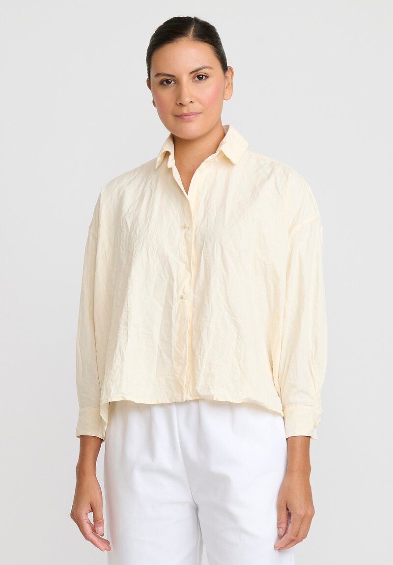 Daniela Gregis Washed Cotton Camicia Uomo Larga Cortissima Lavata Shirt in Panna Cream