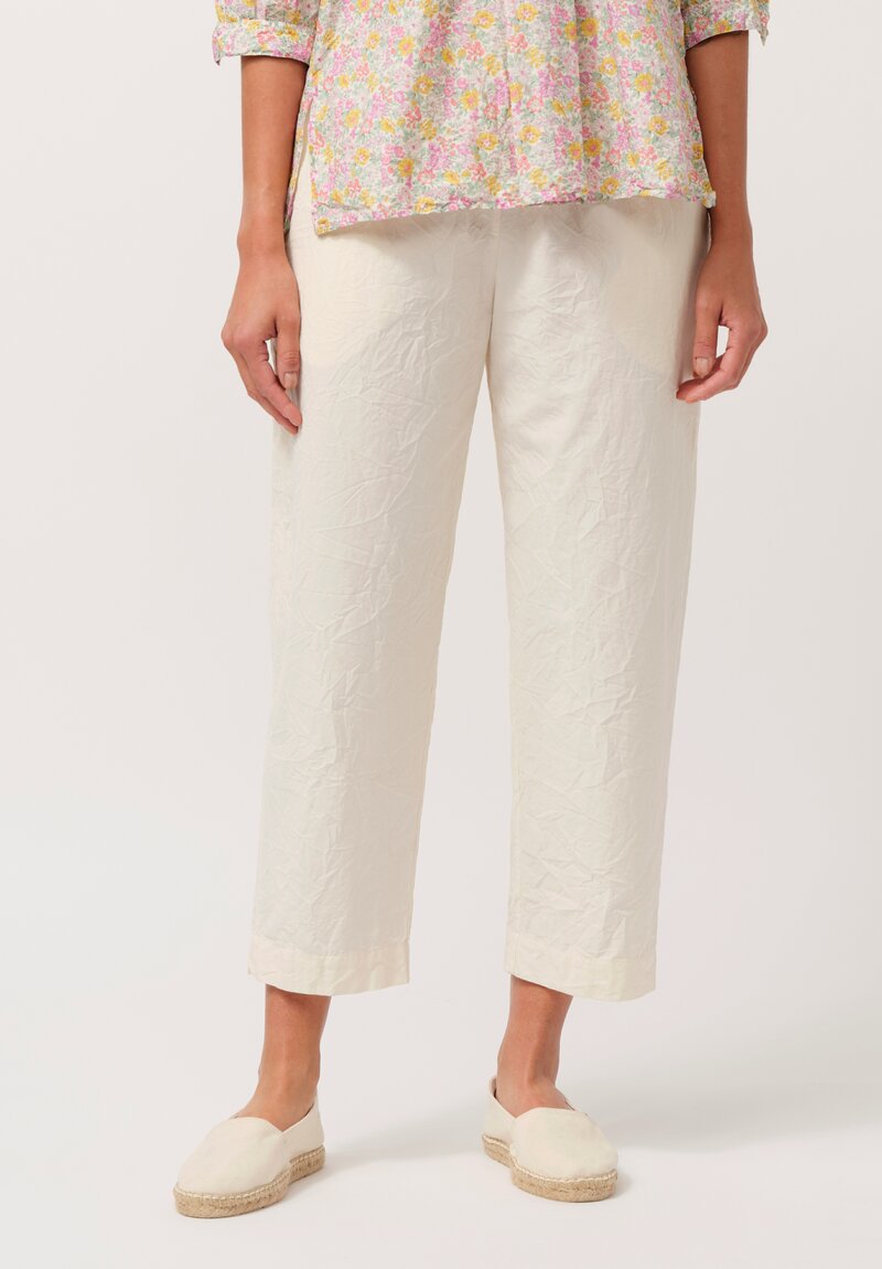 Daniela Gregis Washed Cotton Sigaretta Elastico Pants in Panna Cream