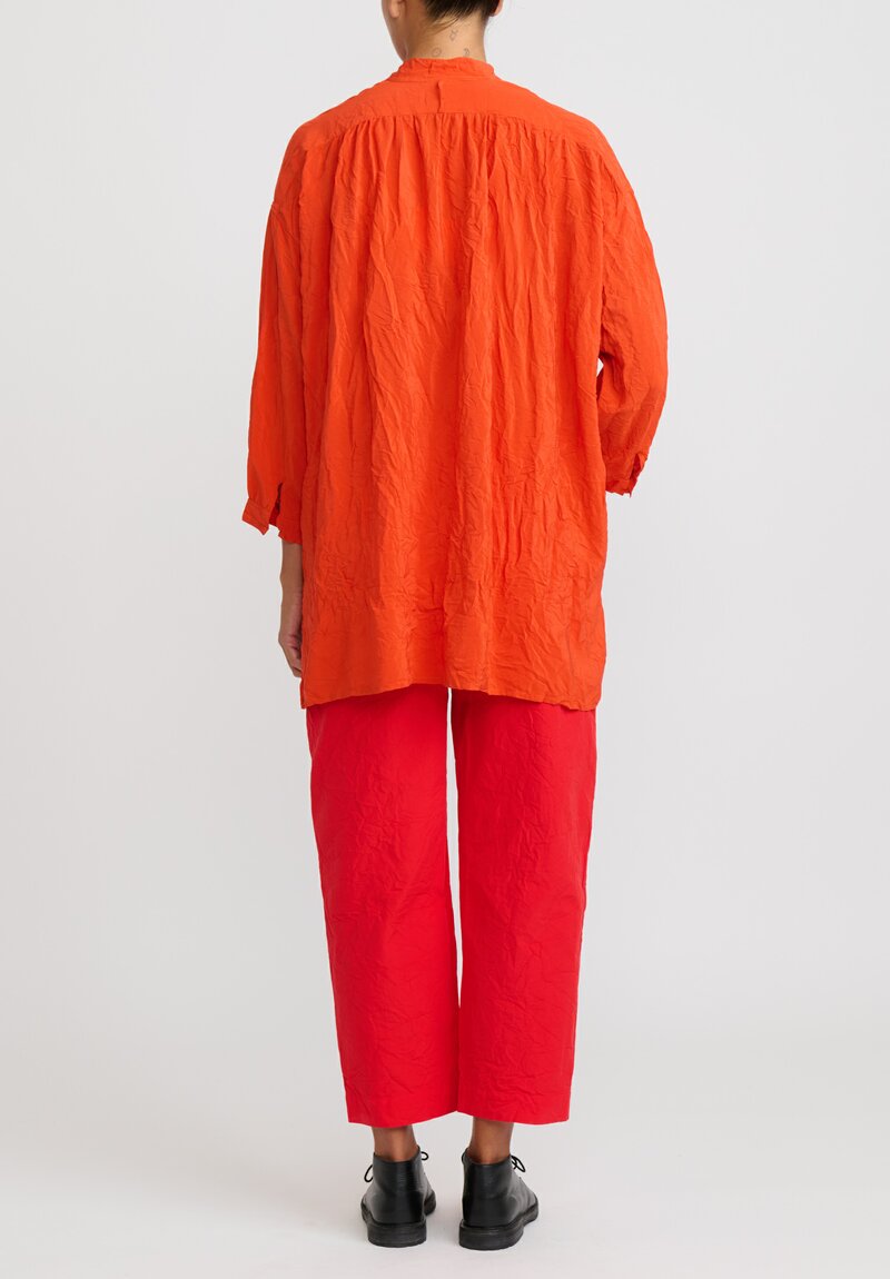Daniela Gregis Washed Cotton Sigaretta Elastico Pants in Rosso Red