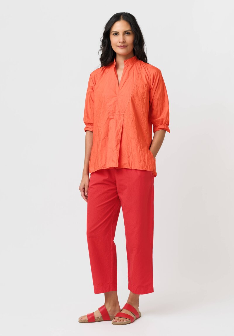 Daniela Gregis Washed Cotton Sigaretta Elastico Pants in Rosso Red