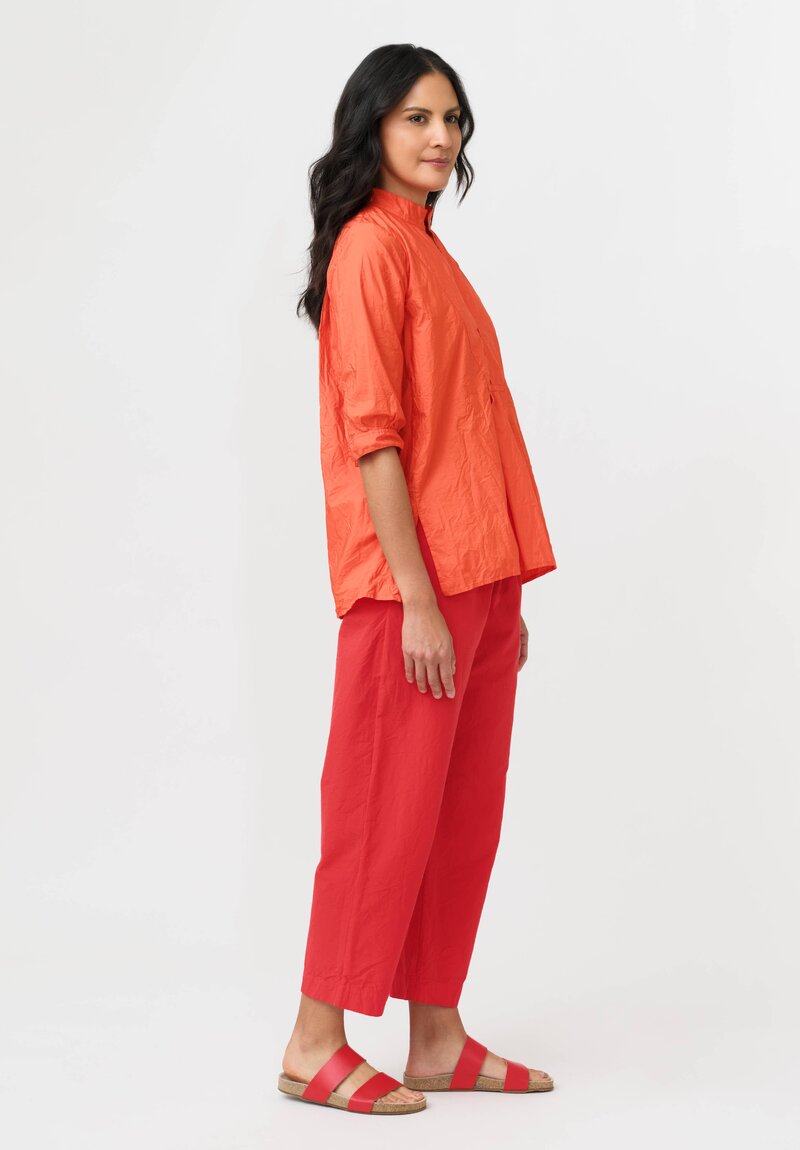 Daniela Gregis Washed Cotton Sigaretta Elastico Pants in Rosso Red