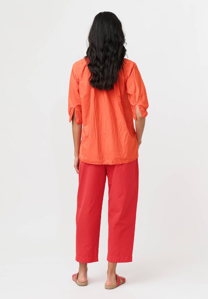 Daniela Gregis Washed Cotton Sigaretta Elastico Pants in Rosso Red