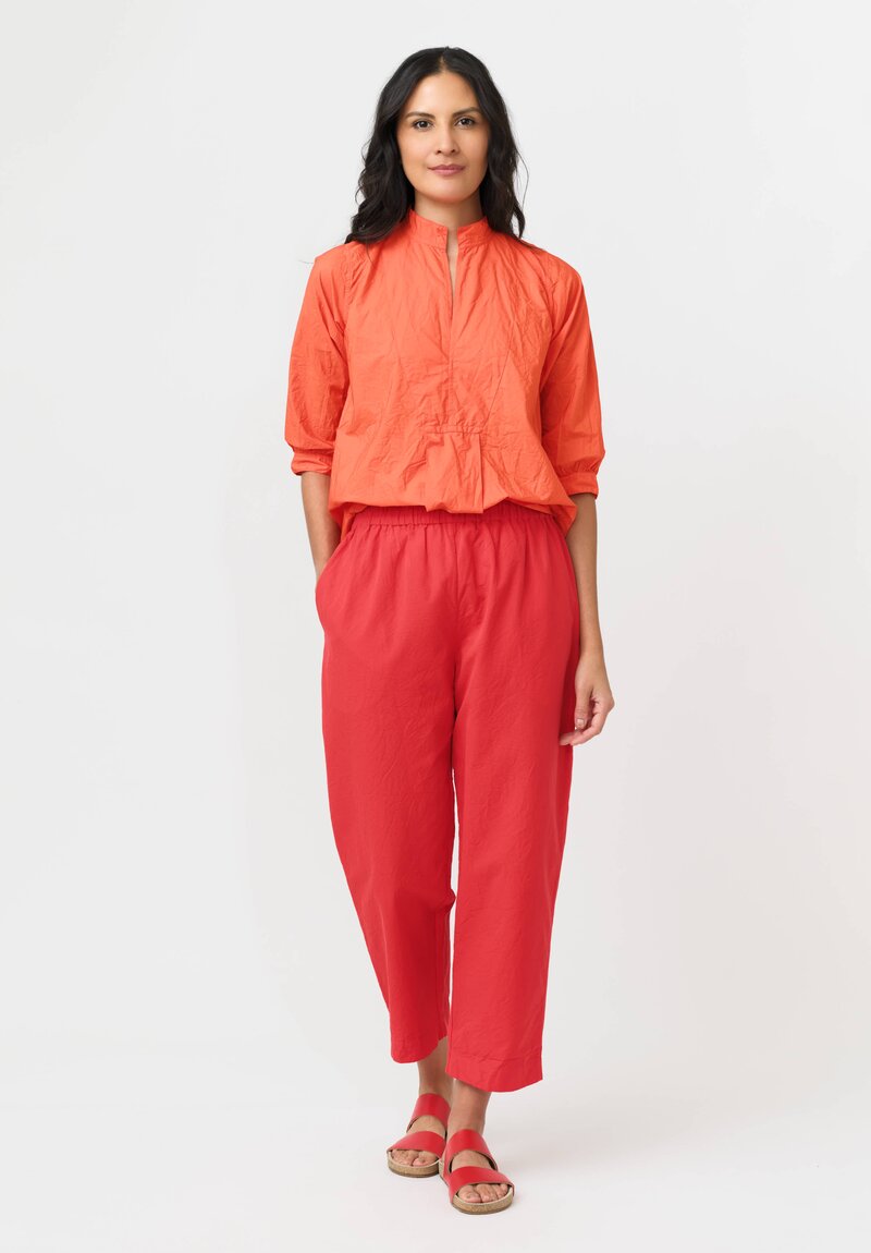 Daniela Gregis Washed Cotton Sigaretta Elastico Pants in Rosso Red