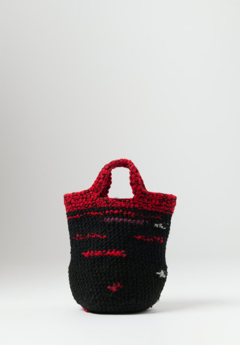 Daniela Gregis Wool Schizzo Borsa Small Handbag in Black & Red