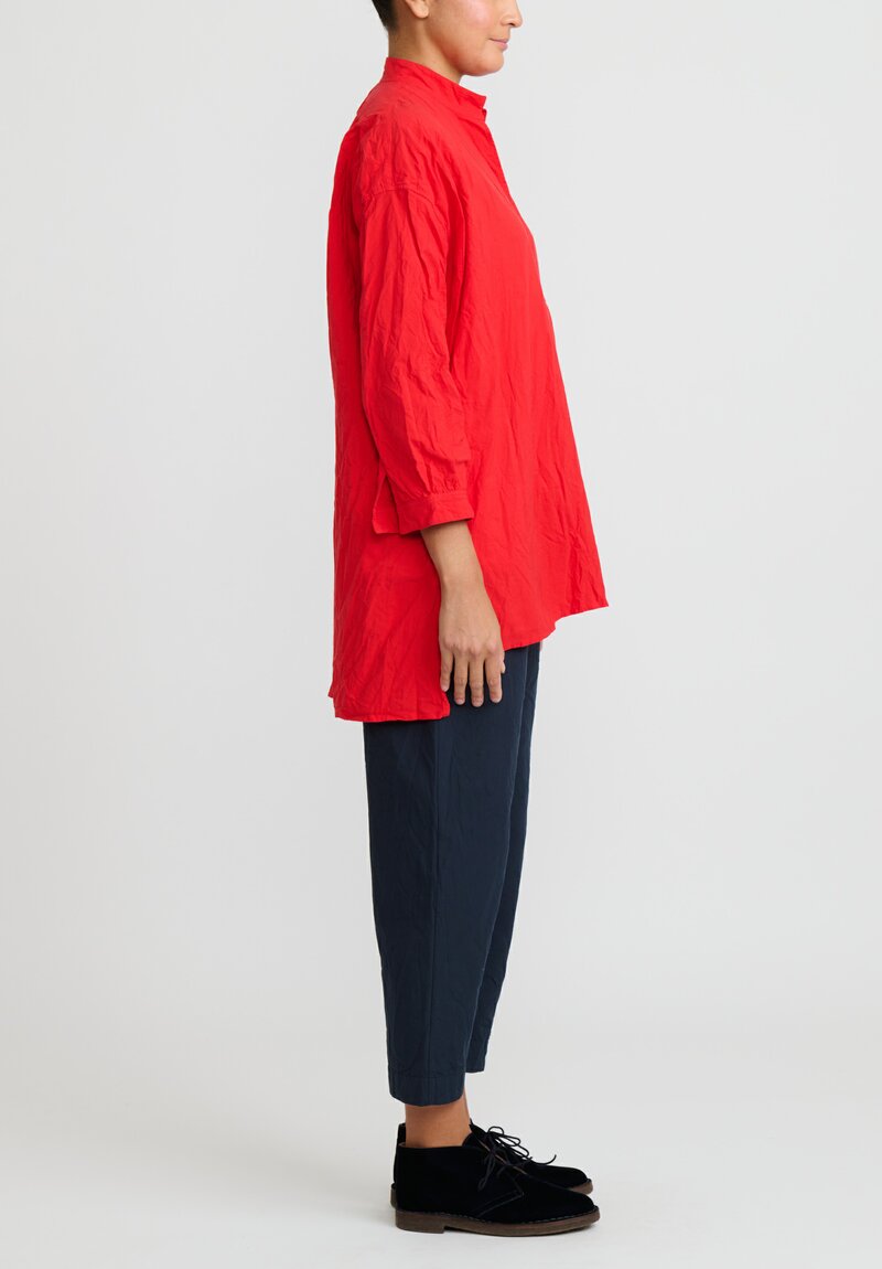 Daniela Gregis Washed Cotton Camicione Kora Lavato Shirt in Rosso Red	