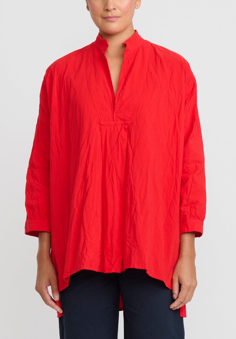 Daniela Gregis Washed Cotton Camicione Kora Lavato Shirt in Rosso Red	