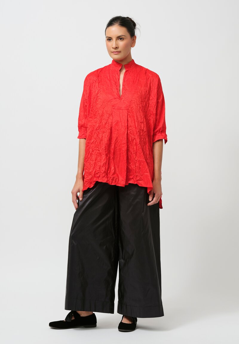 Daniela Gregis Washed Silk Kora Shirt in Rosso Fuoco Red	