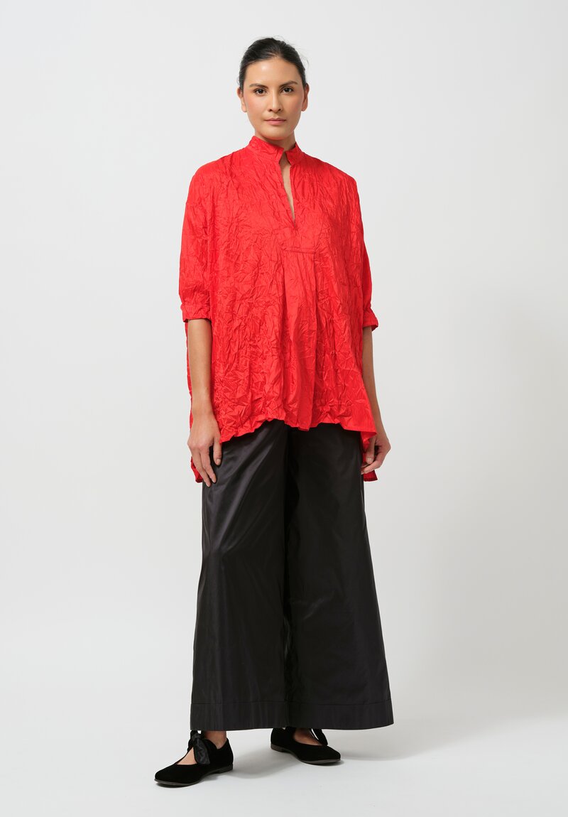 Daniela Gregis Washed Silk Kora Shirt in Rosso Fuoco Red	