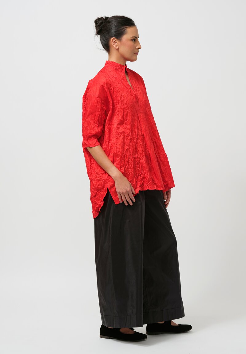 Daniela Gregis Washed Silk Kora Shirt in Rosso Fuoco Red	