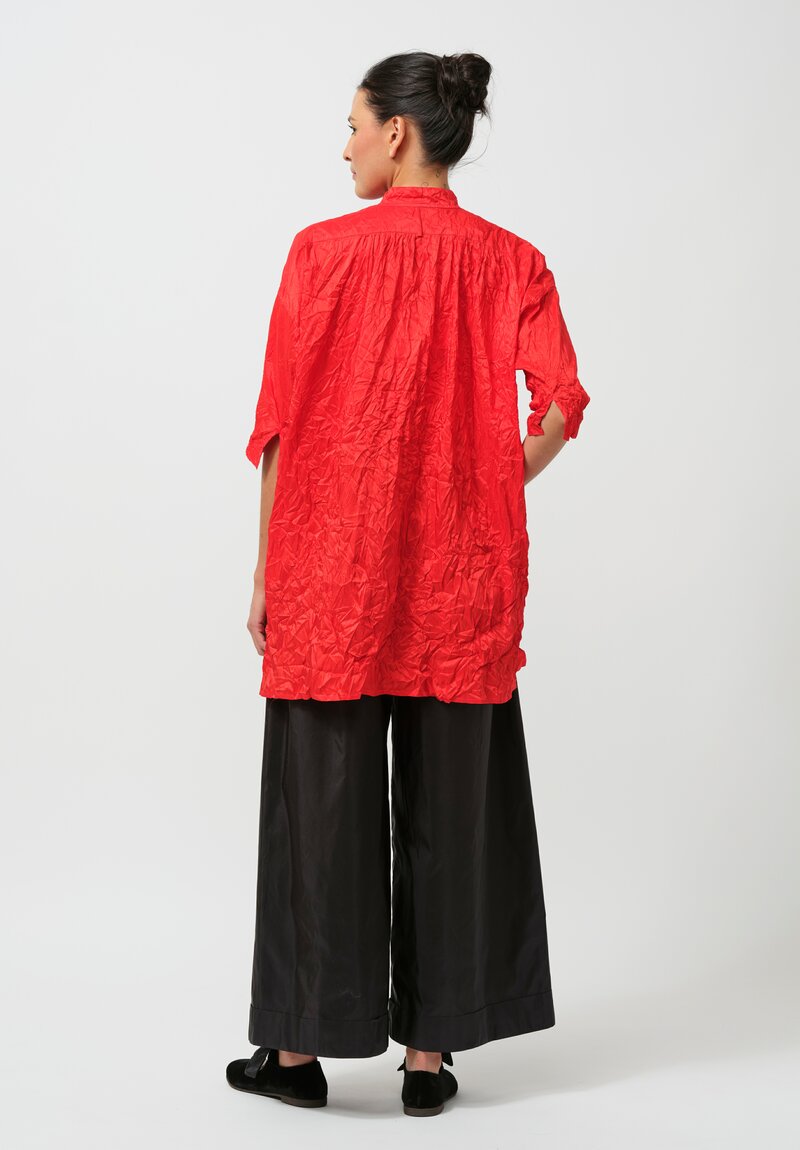 Daniela Gregis Washed Silk Kora Shirt in Rosso Fuoco Red	