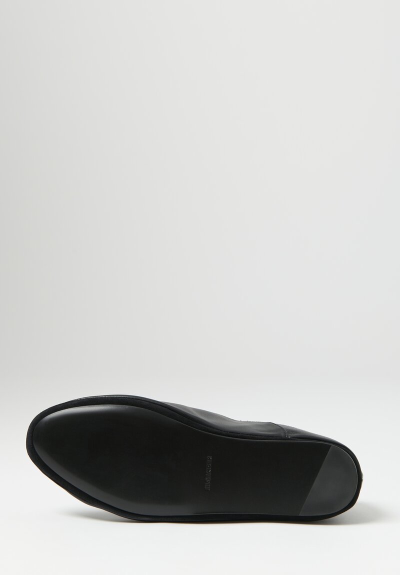Jil Sander Leather Flat Ballet Slippers in Black