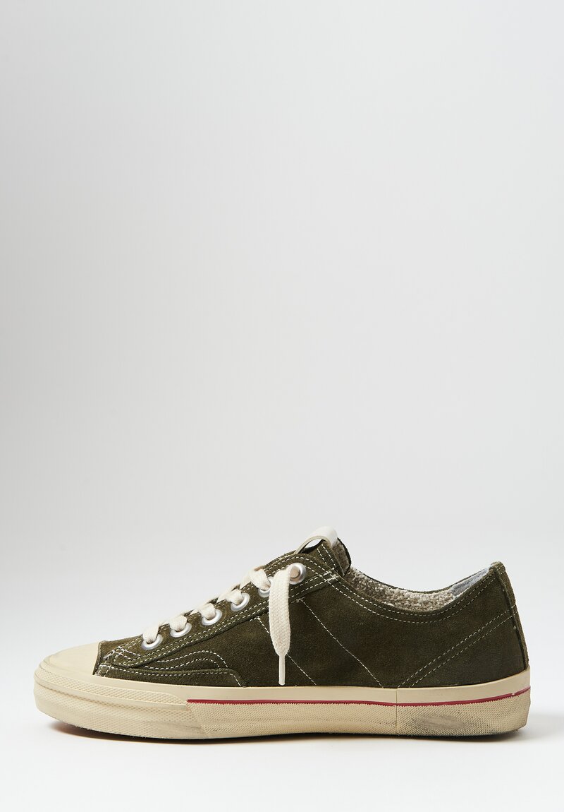Golden Goose Suede and Leather V-Star 2 Sneakers in Green & Ivory	