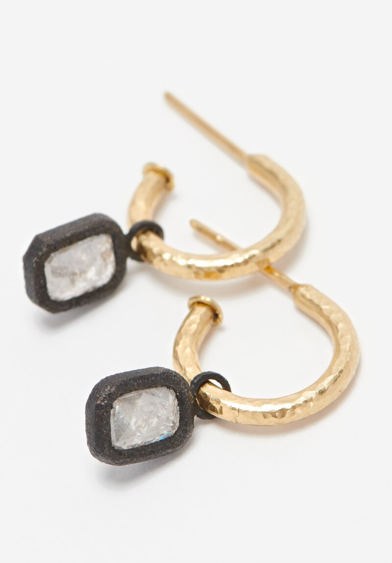 Tap By Todd Pownell 18k, 14k, Cushion Rose Cut Diamond Hoop Earring	