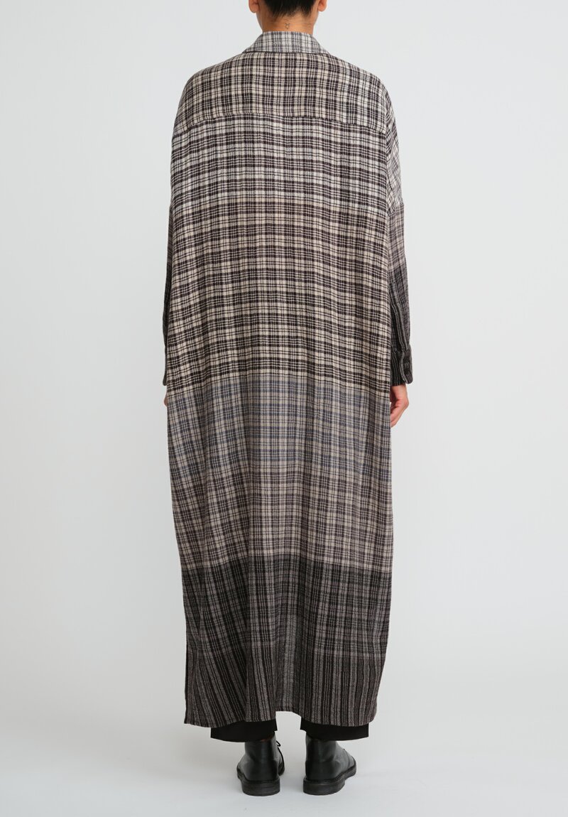 Toogood The Trawlerman Soft Wool Check Dress in Granite Brown & Black	