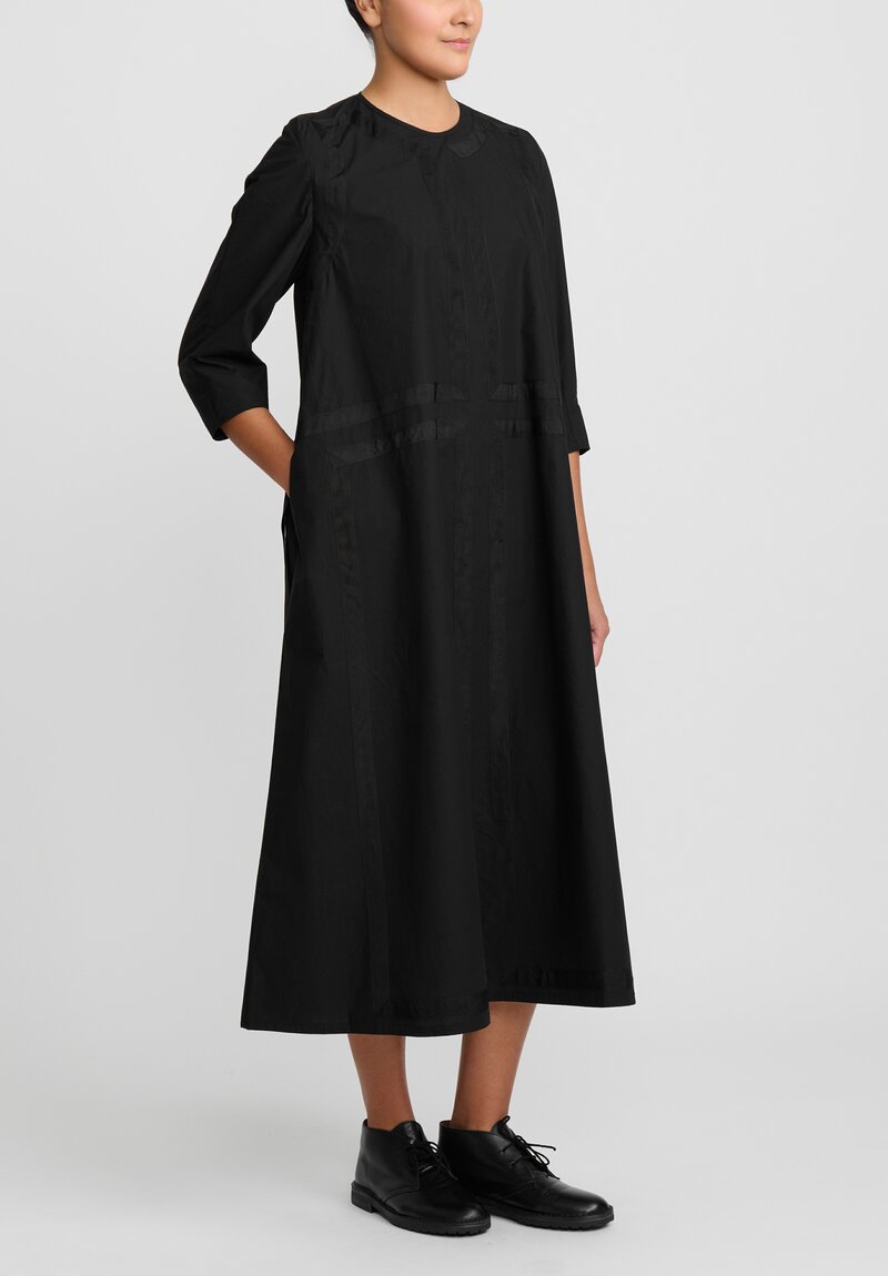 Toogood The Cutter Papery Cotton Dress in Flint Black	