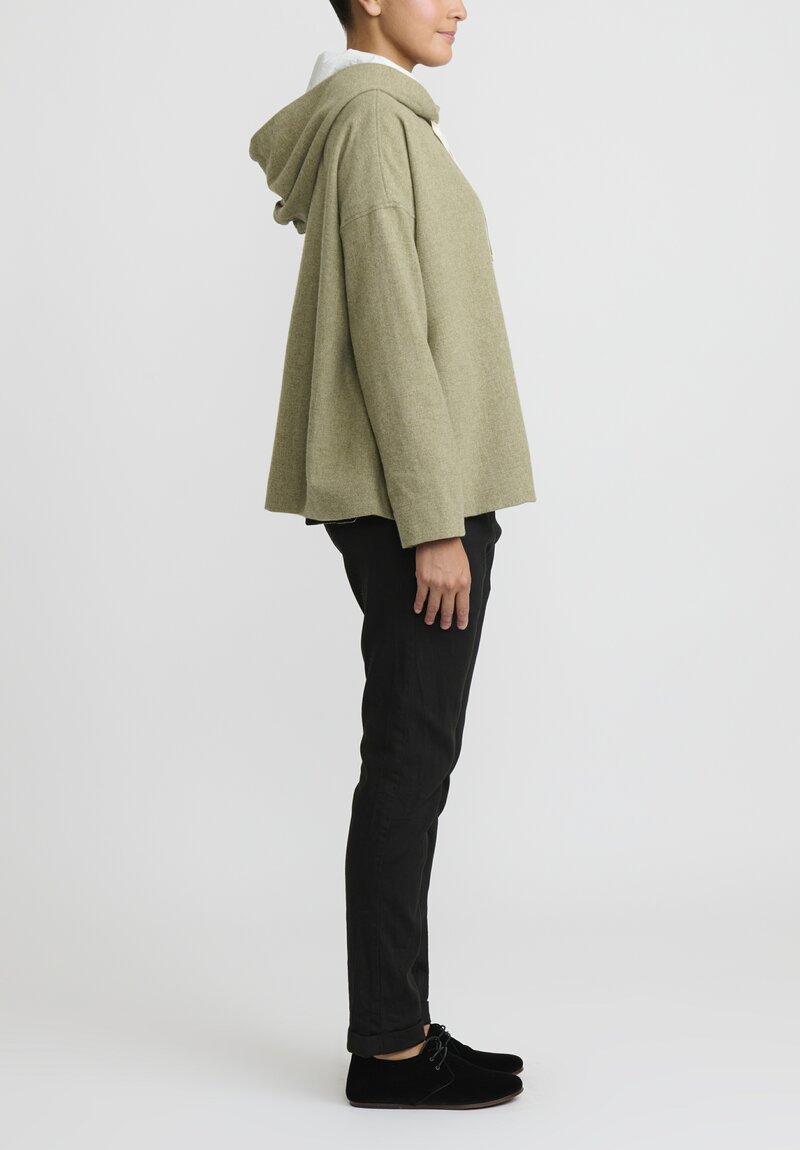 Album di Famiglia Serie Numerata Wool & Cashmere Hoodie in Olive Green	