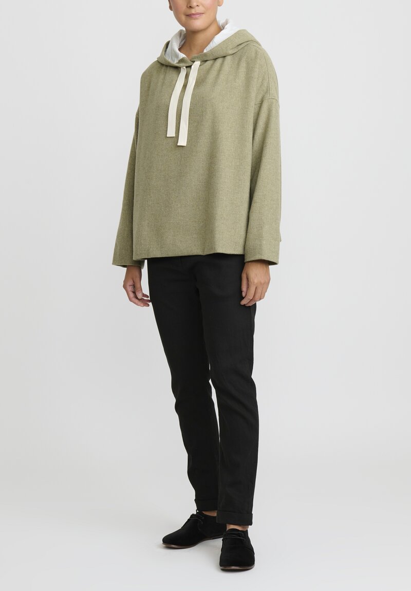 Album di Famiglia Serie Numerata Wool & Cashmere Hoodie in Olive Green	